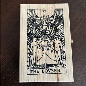 Wooden Tarot Card Box with tarot cards